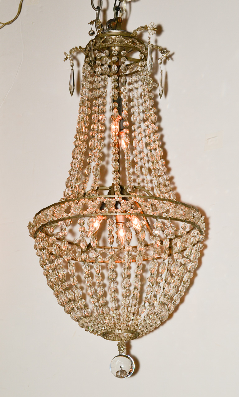 French Beaded Crystal Basket Chandelier – Legacy Antiques