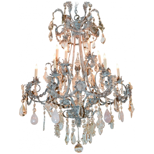 Custom Made Crystal & Rose Quartz Chandelier