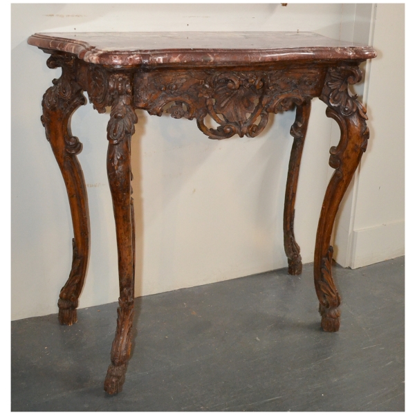 18th Century French Carved Walnut Console