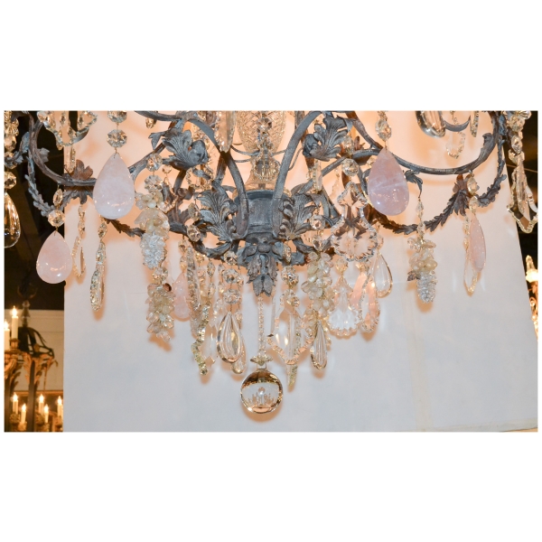 Custom Made Crystal & Rose Quartz Chandelier