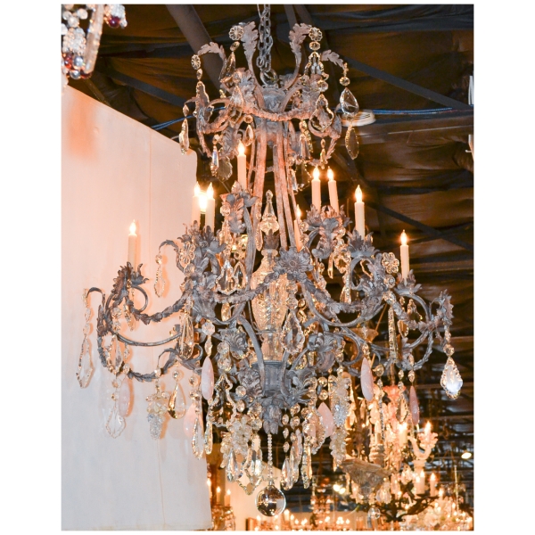 Custom Made Crystal & Rose Quartz Chandelier