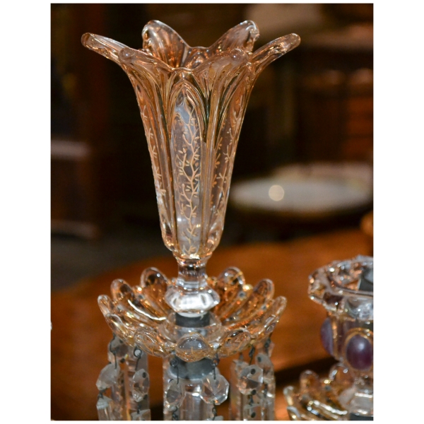 19th Century Pair of French Baccarat Candelabra