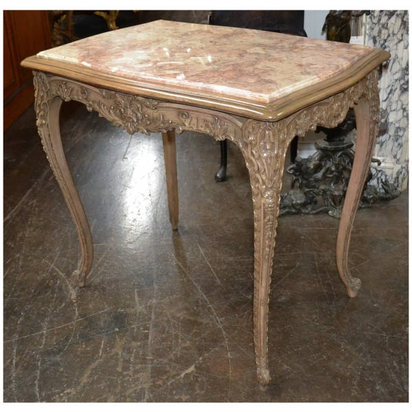 19th Century French Carved & Lacquered Salon Table