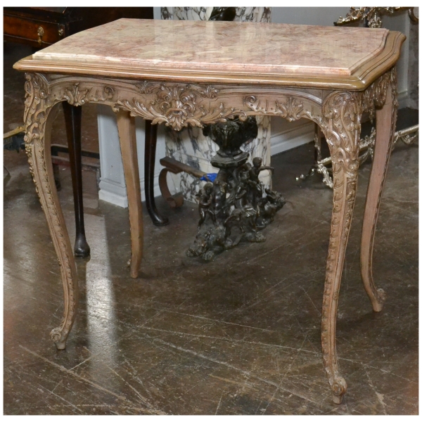 19th Century French Carved & Lacquered Salon Table