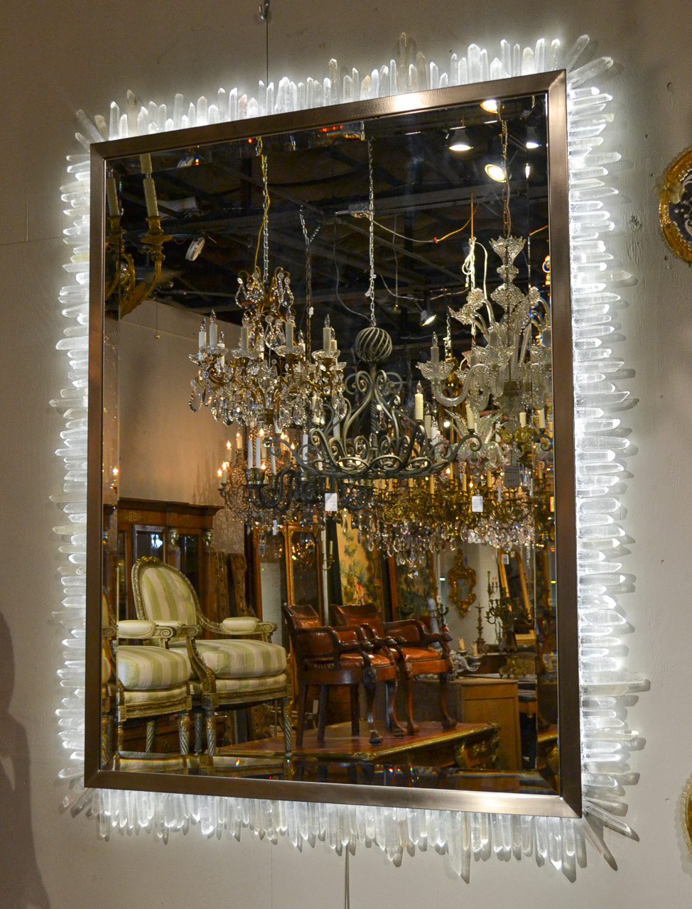 Illuminated Rhinestone Mirror for sale at Pamono