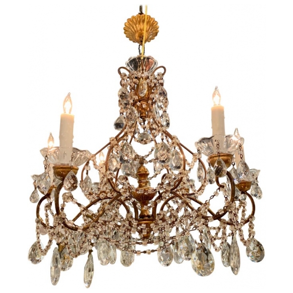 Antique Italian Giltwood and Crystal Chandelier – Legacy Antiques