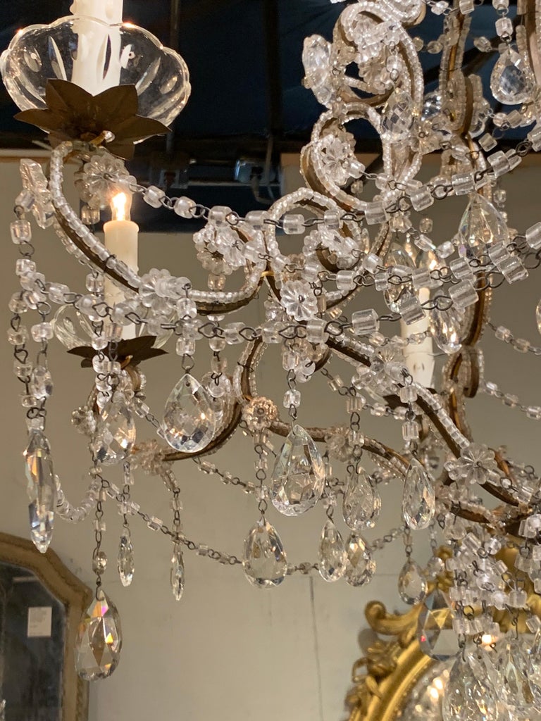 Early 20th Century Beaded Crystal Italian Chandelier – Legacy Antiques