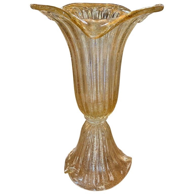 Murano Glass Tulip Vase Gold Flecks Legacy Antiques