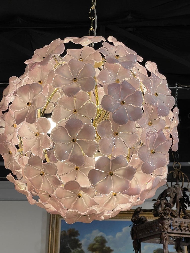 Modern Pink Murano Glass Flower Chandeliers Legacy Antiques