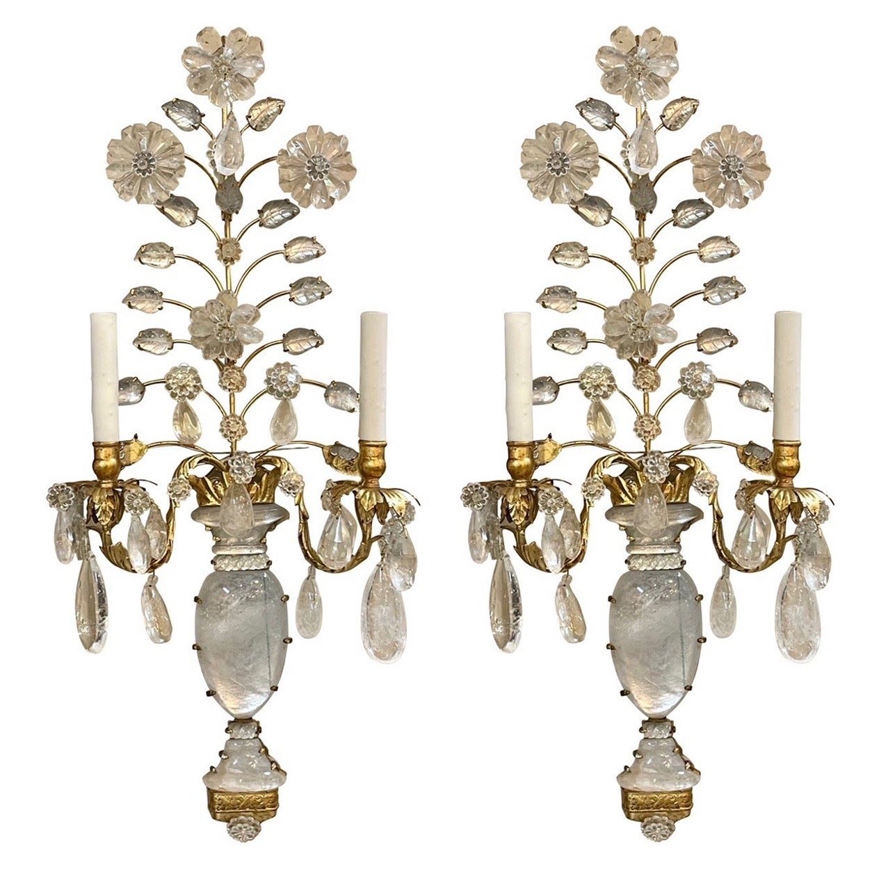 Pair of Bagues Style Italian Rock Crystal Sconces – Legacy Antiques