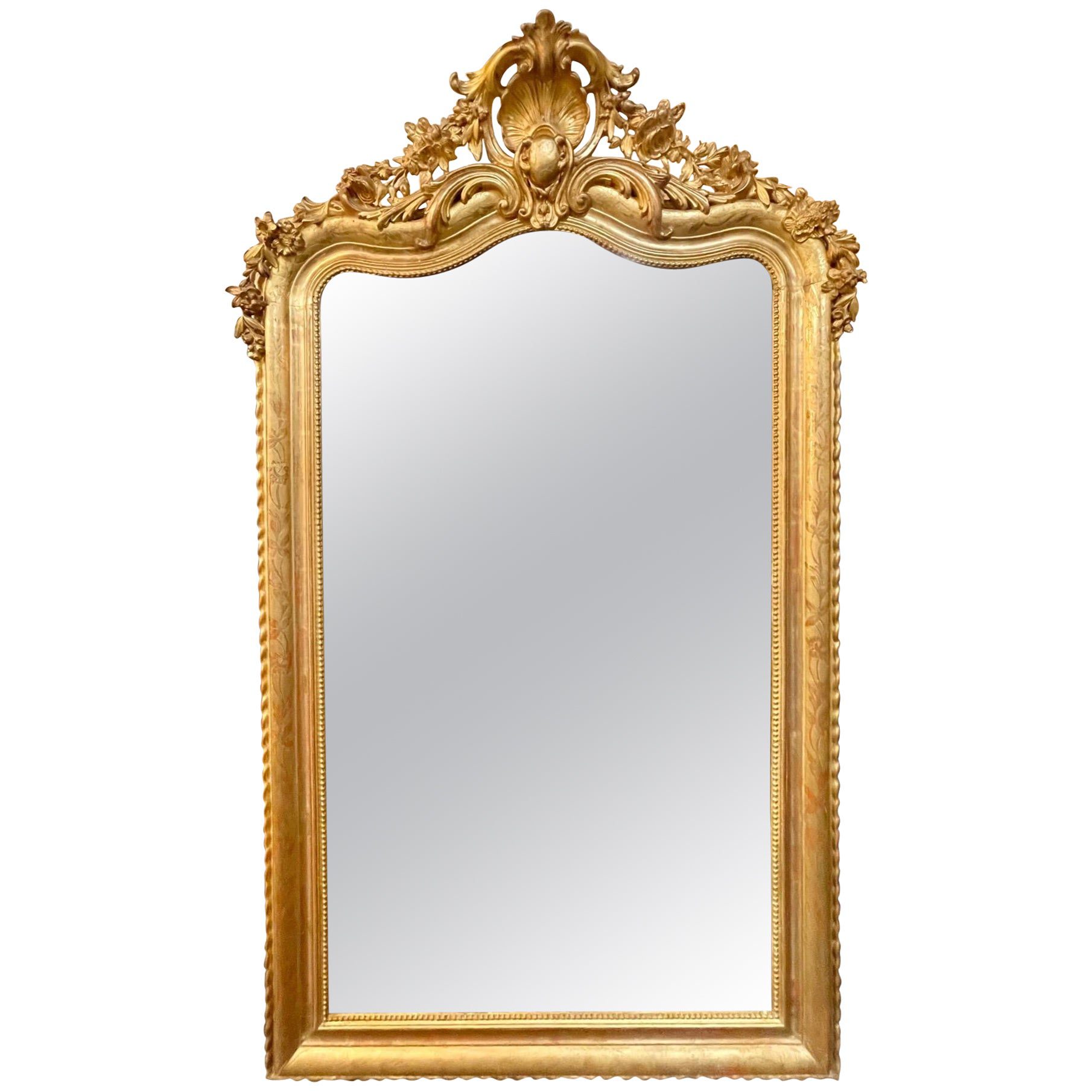 19th C Louis Philippe Mirror with Small Crest