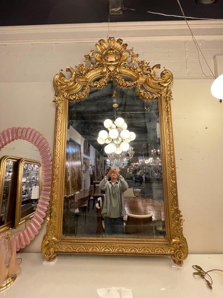 19th Century Louis XV French Giltwood Floor Mirror – Legacy Antiques