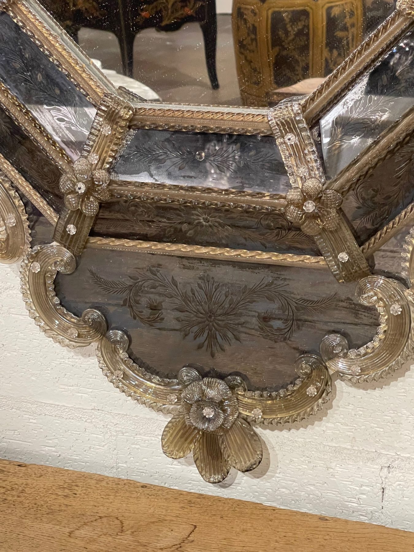 Antiqued Octagonal Murano Glass Mirror 