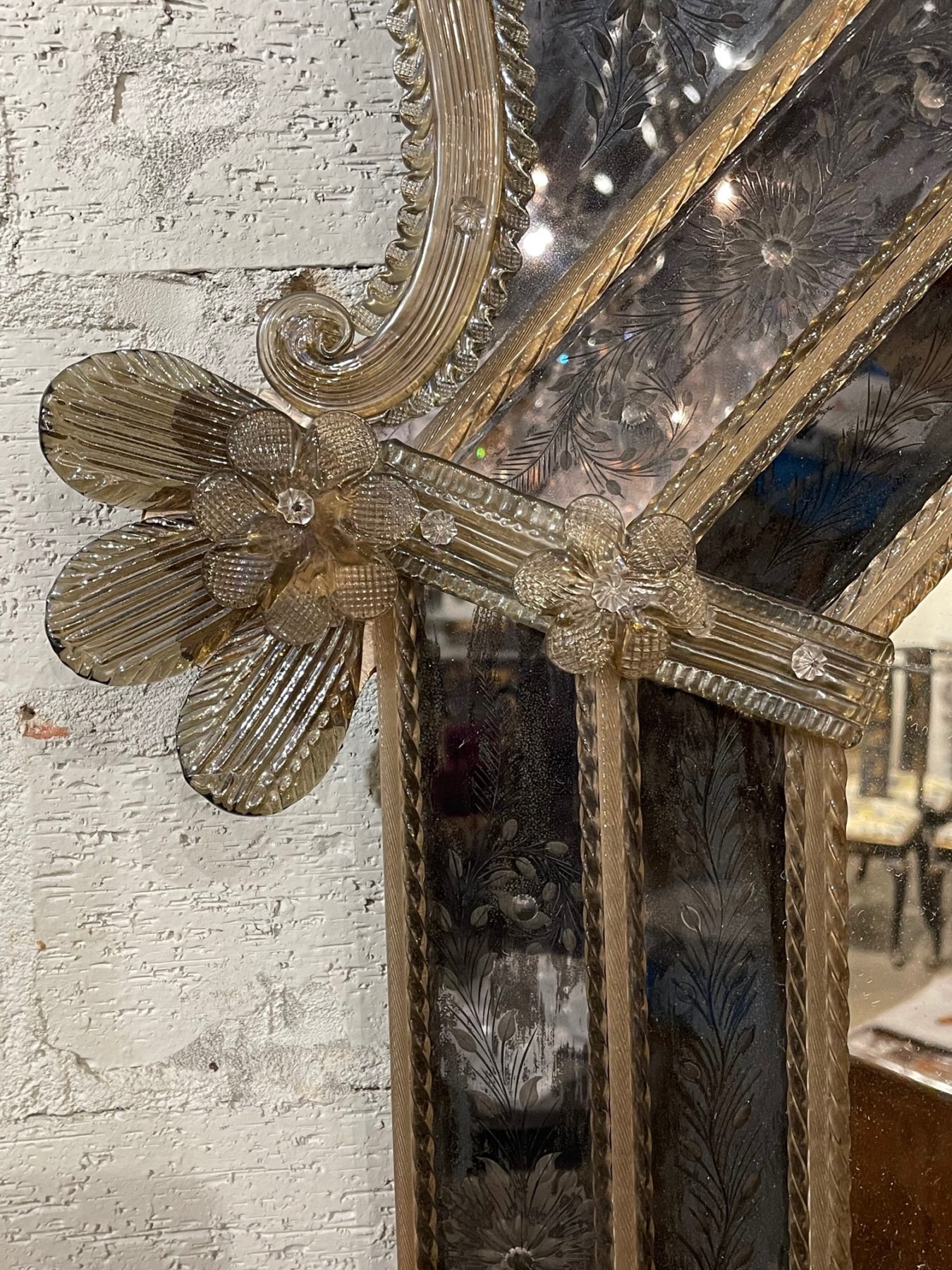 Antiqued Octagonal Murano Glass Mirror 