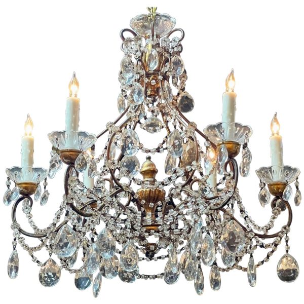 Vintage Giltwood Beaded Crystal Chandelier – Legacy Antiques