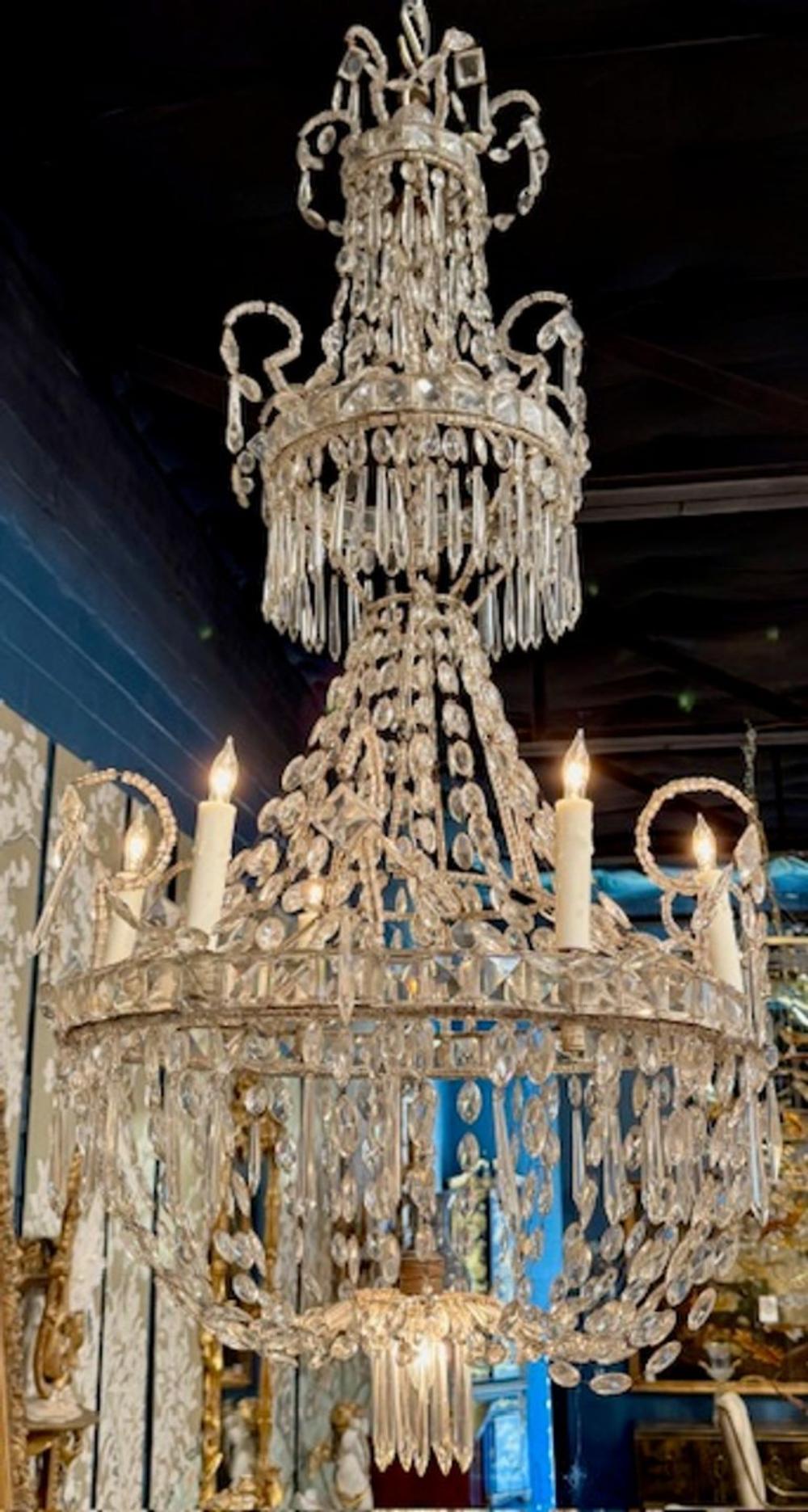 19th Century Swedish Crystal Chandelier with 7 Lights - Image 2