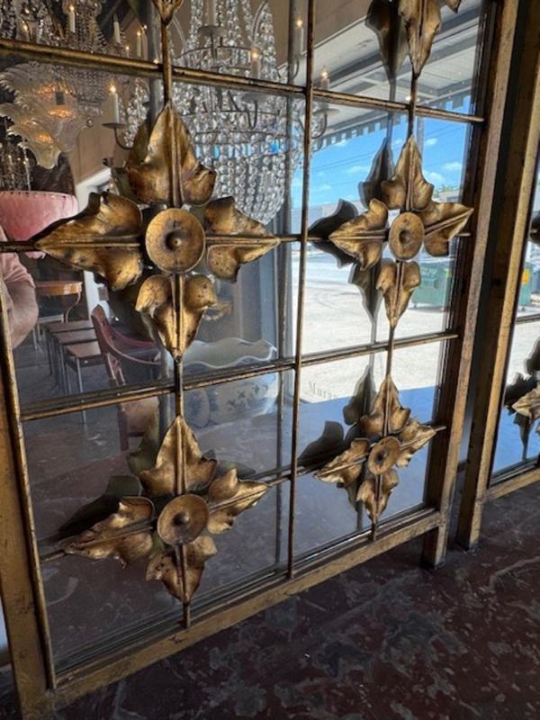 Pair of Antique Iron and Mirrored Wall Panels - Image 3