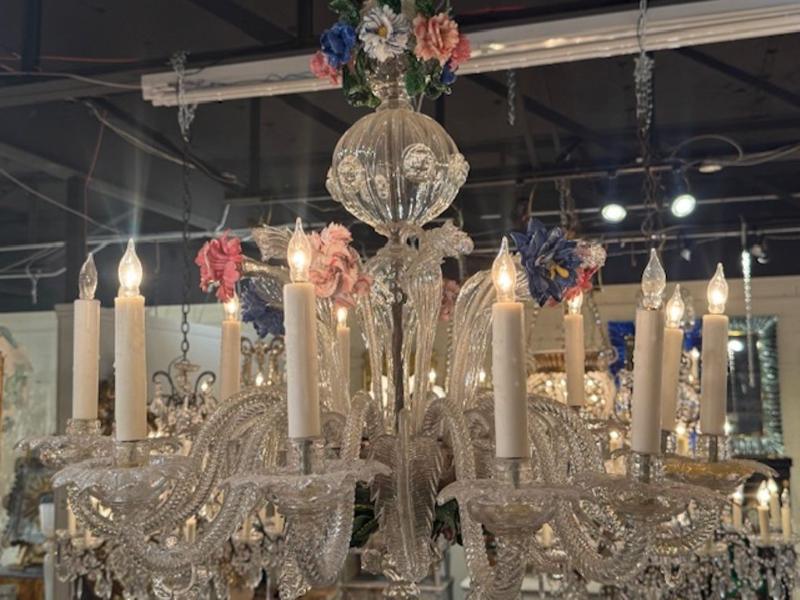 Antique Venetian Glass Multi-Colored Chandelier with 12 Lights - Image 3