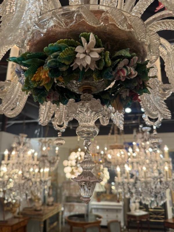 Antique Venetian Glass Multi-Colored Chandelier with 12 Lights - Image 4