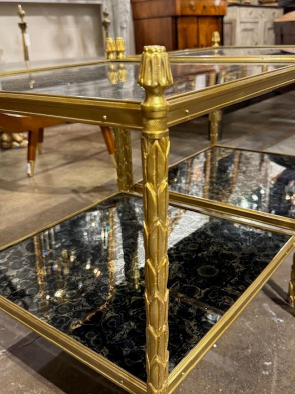 Pair of Jansen Manner Brass and Eglomise Glass Side Tables - Image 4