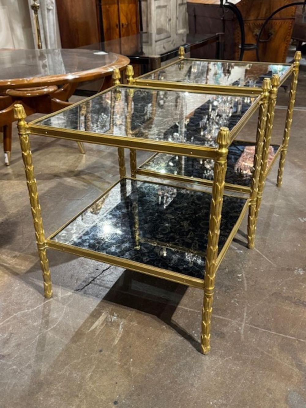 Pair of Jansen Manner Brass and Eglomise Glass Side Tables - Image 6