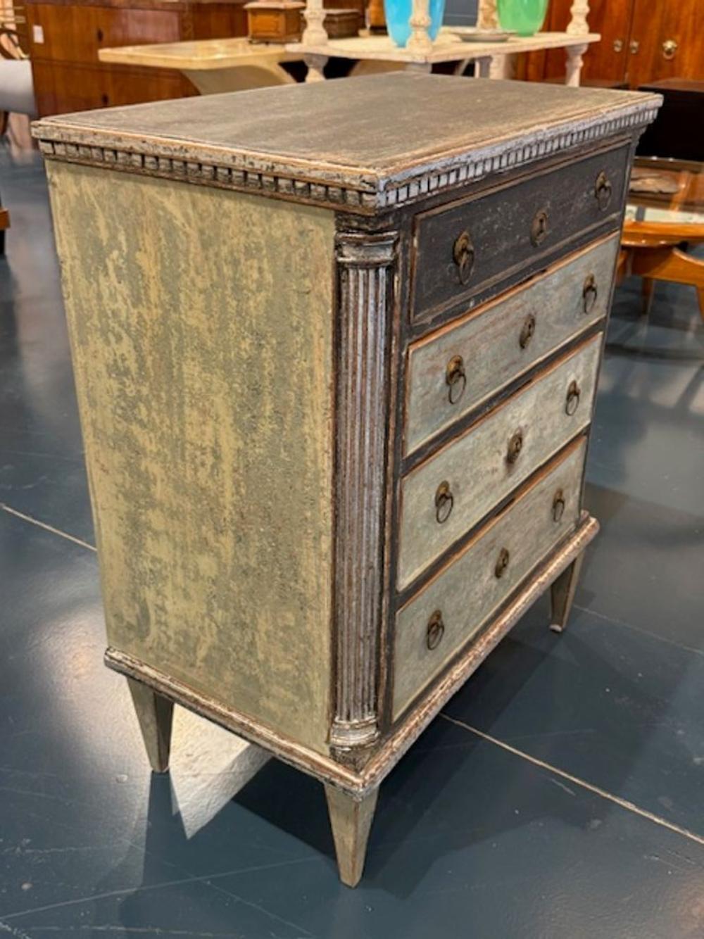 Swedish Gustavian Empire Style Painted Chest - Image 2