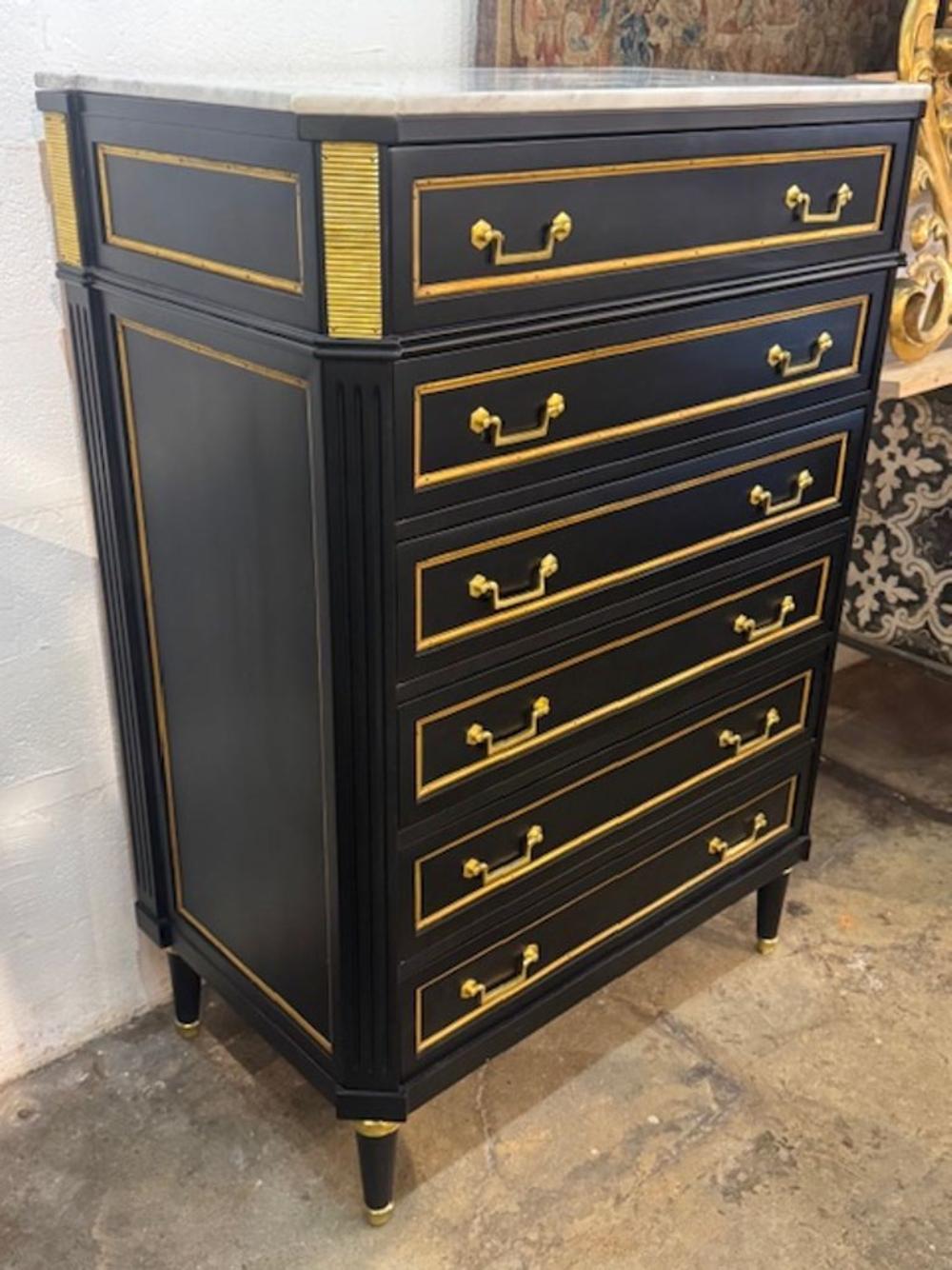 Italian Maison Jansen Black Semanier with Brass Hardware - Image 2