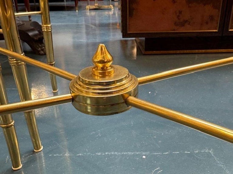 Pair of Jansen Style Brass Bamboo Form and Glass Side Tables - Image 5