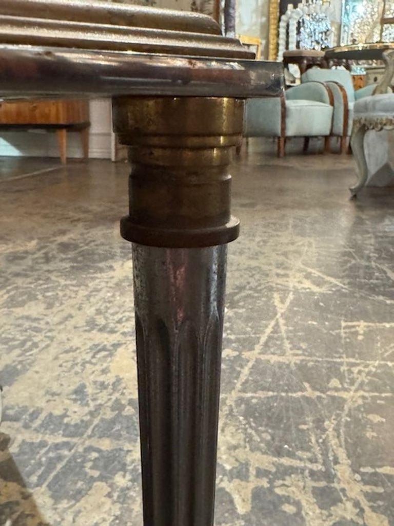 Vintage Maison Jansen Coffee Table with Steel Brass and Glass - Image 5