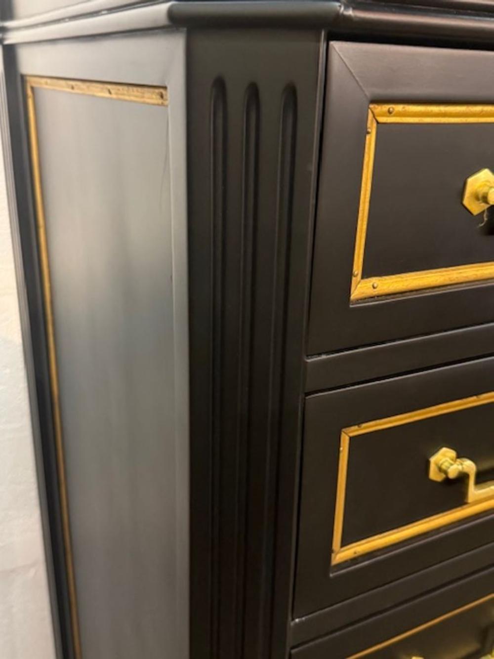 Italian Maison Jansen Black Semanier with Brass Hardware - Image 5