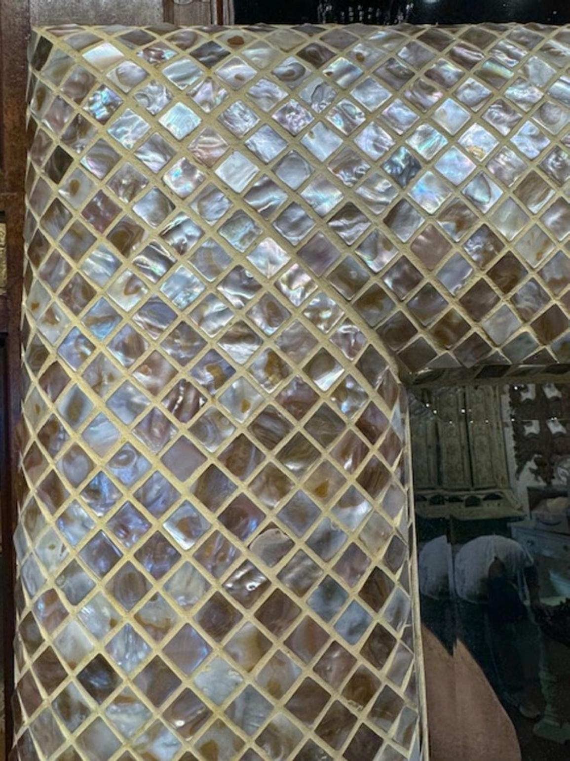 Large Scale Vintage Mother of Pearl Mirror - Image 3