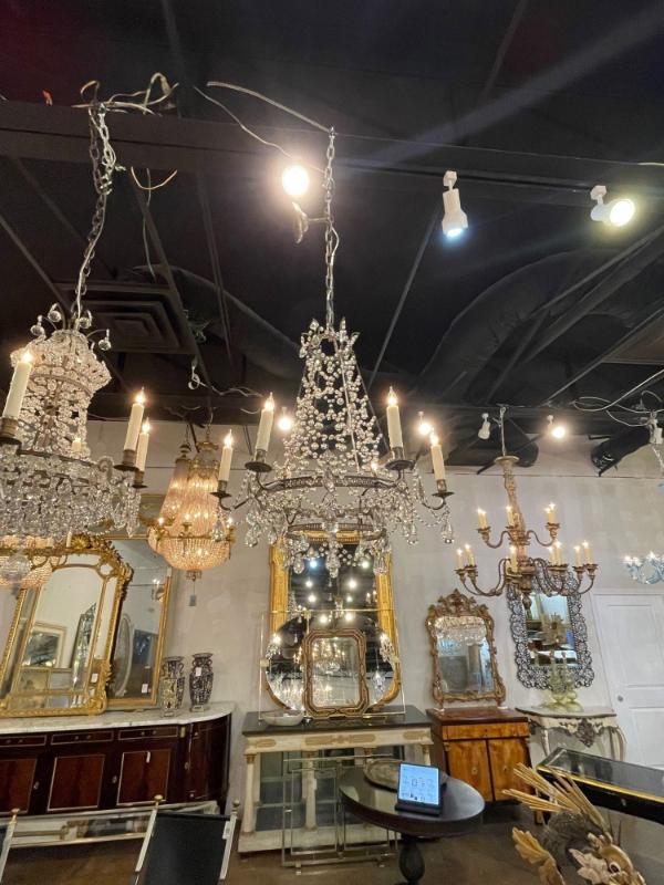 Vintage Italian Beaded Crystal Chandelier withTear Drops - Image 3