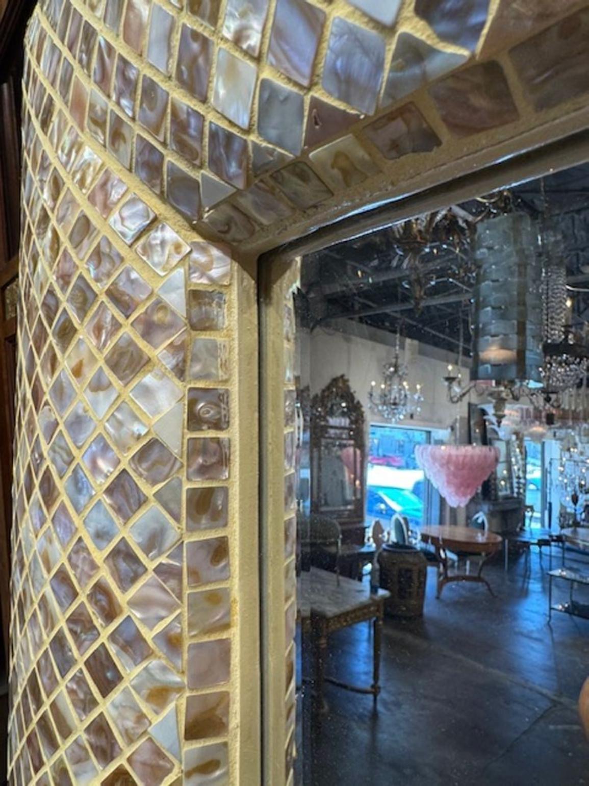 Large Scale Vintage Mother of Pearl Mirror - Image 4