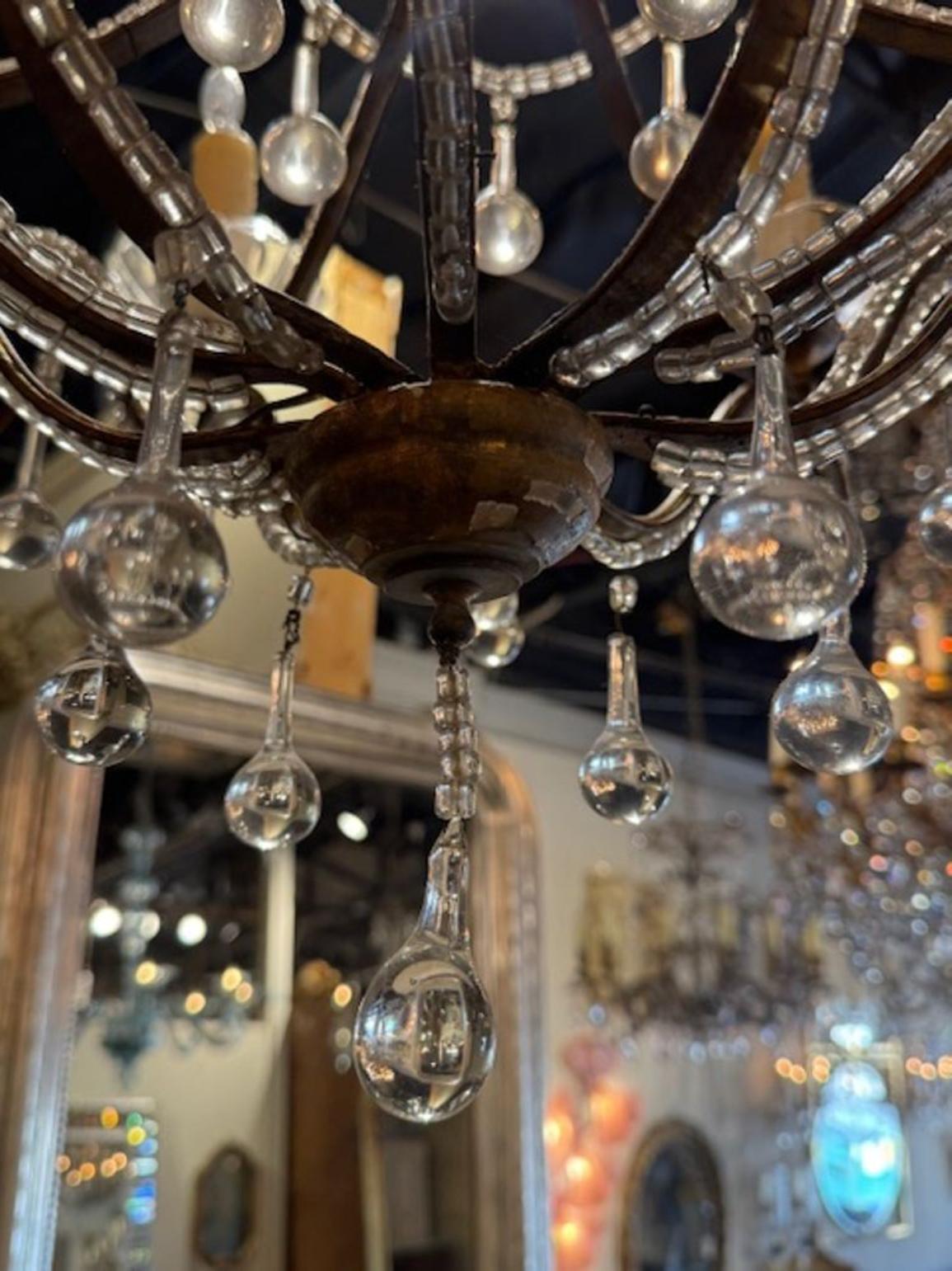 Pair of Vintage Italian Beaded 6 Arm Chandeliers - Image 4