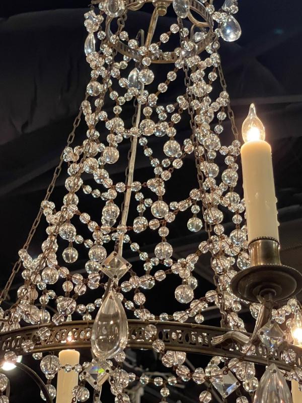 Vintage Italian Beaded Crystal Chandelier withTear Drops - Image 5