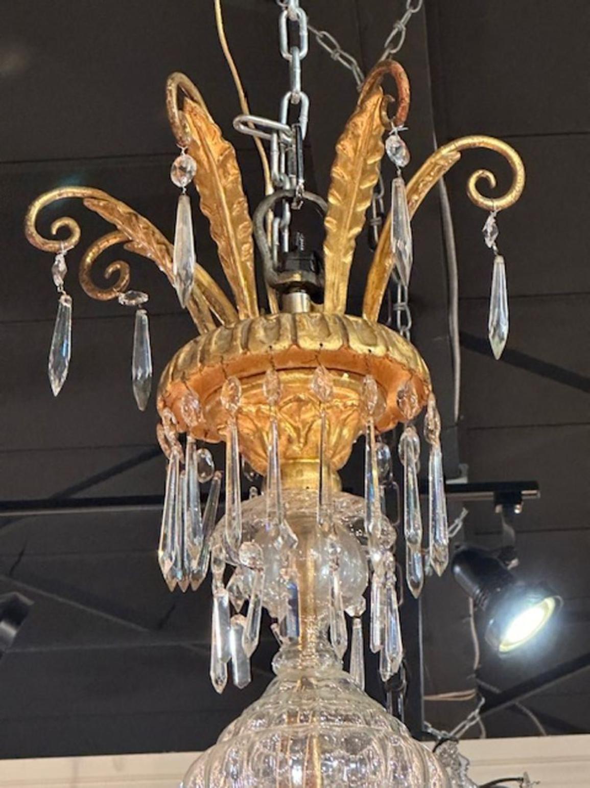 19th Century Venetian Twist Glass Arm and Giltwood Chandelier - Image 6