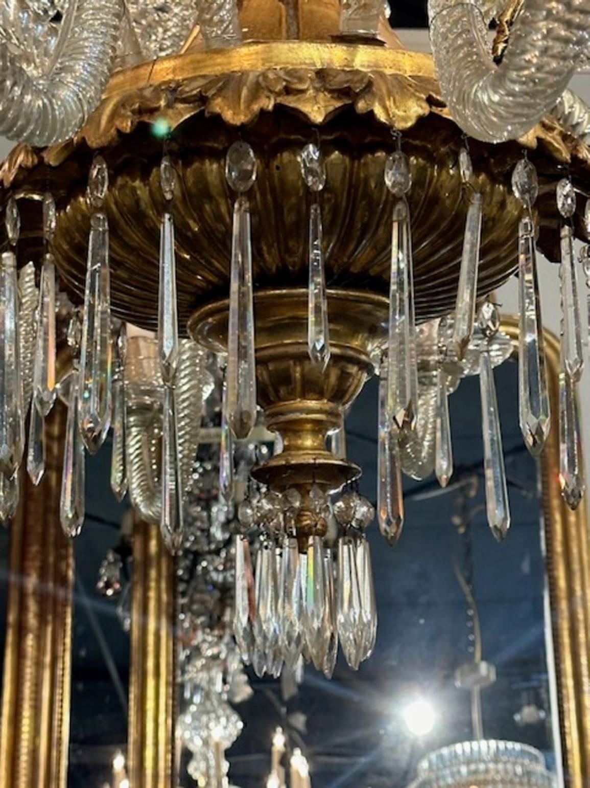 19th Century Venetian Twist Glass Arm and Giltwood Chandelier - Image 7