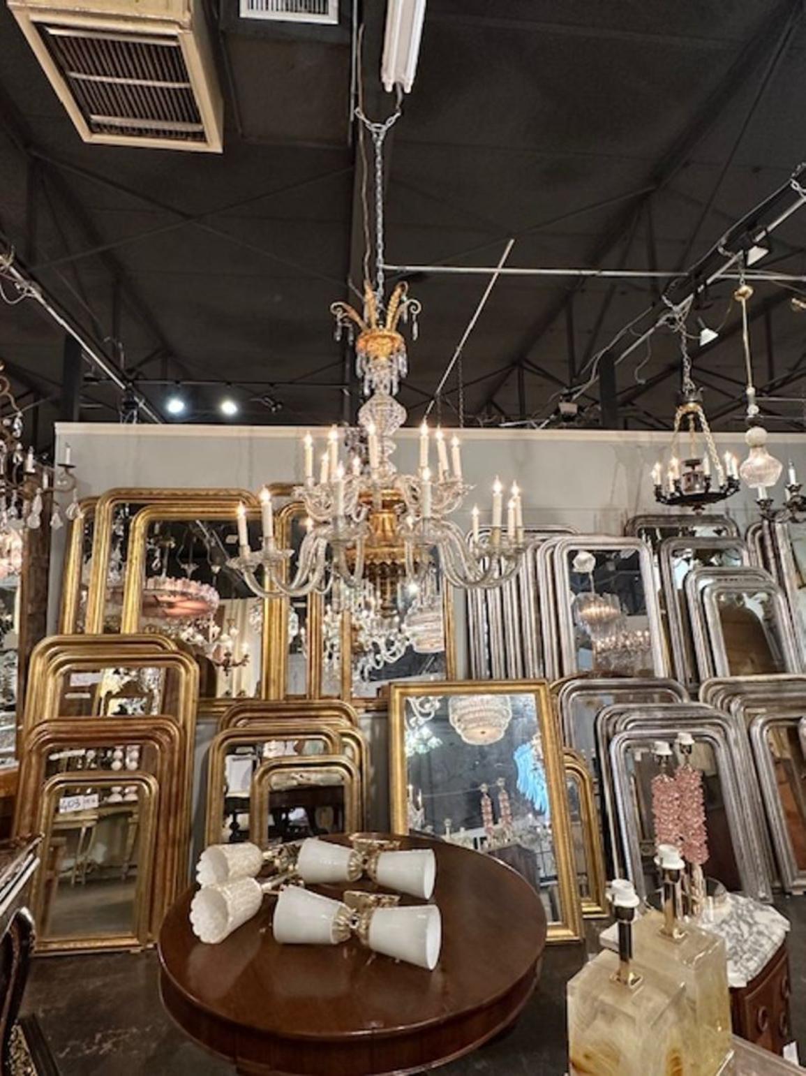 19th Century Venetian Twist Glass Arm and Giltwood Chandelier - Image 9