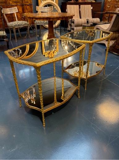 Pair of Italian Maison Bagues Manner Gilt Side Tables - Image 2