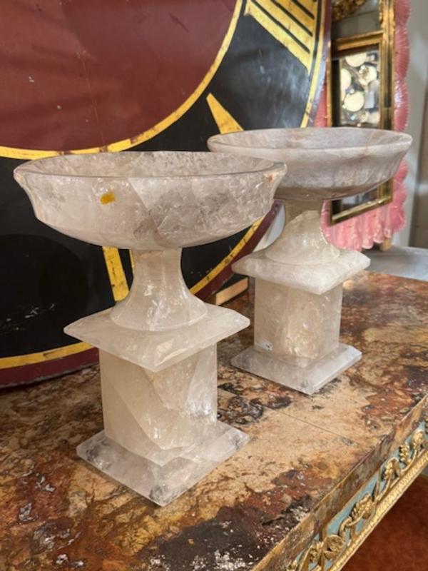 Pair of Rock Crystal Tazzas from Brazil - Image 2