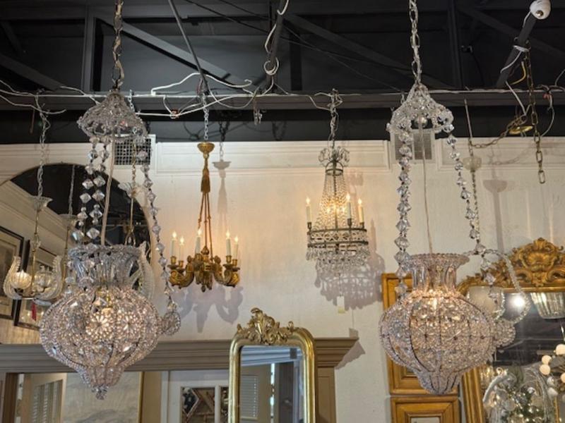 Vintage Italian Beaded Crystal Pendant Chandeliers - Image 2