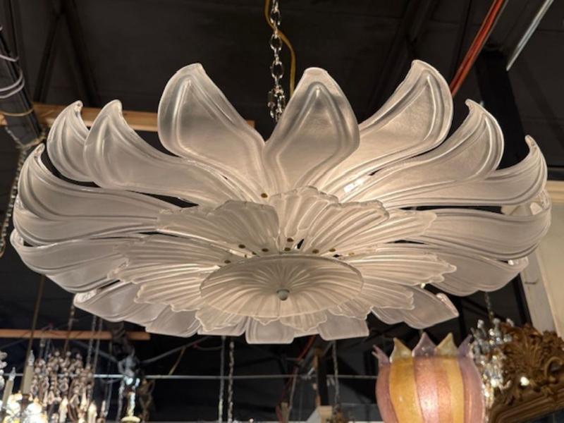 Modern Sunflower Frosted Murano Glass Flush Mount Chandelier - Image 2