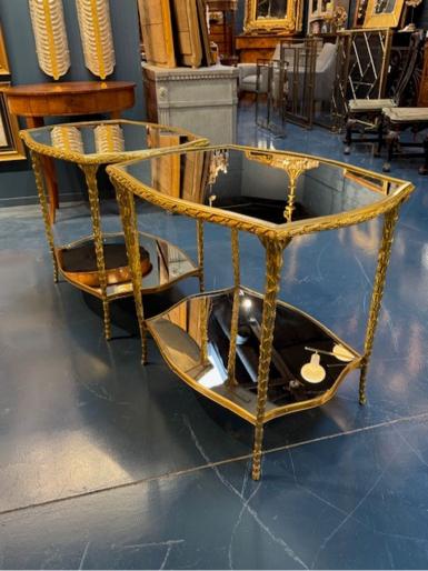 Pair of Italian Maison Bagues Manner Gilt Side Tables - Image 3