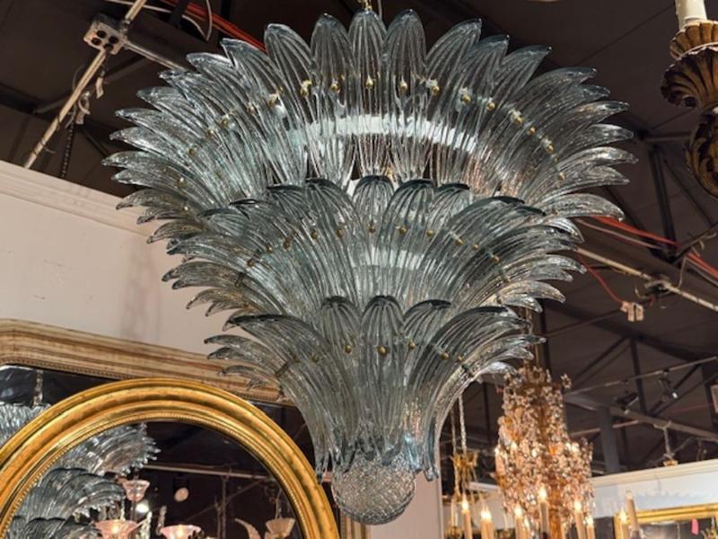 Fontana Green Palm Leaf Murano Glass Chandelier - Image 3