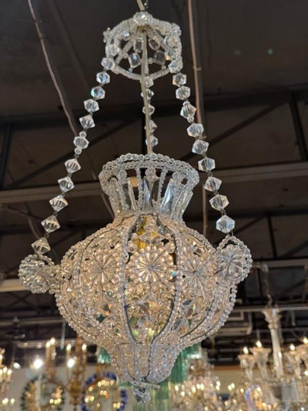 Vintage Italian Beaded Crystal Pendant Chandeliers - Image 4