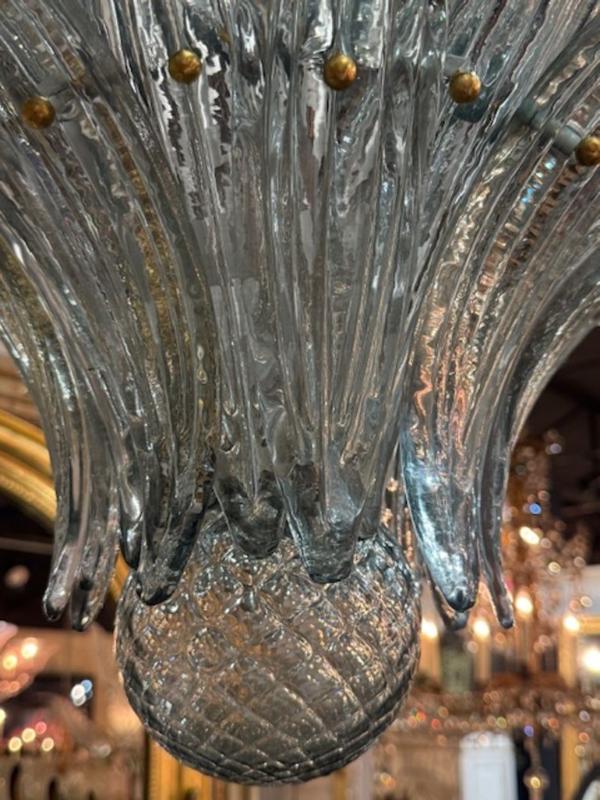 Fontana Green Palm Leaf Murano Glass Chandelier - Image 4