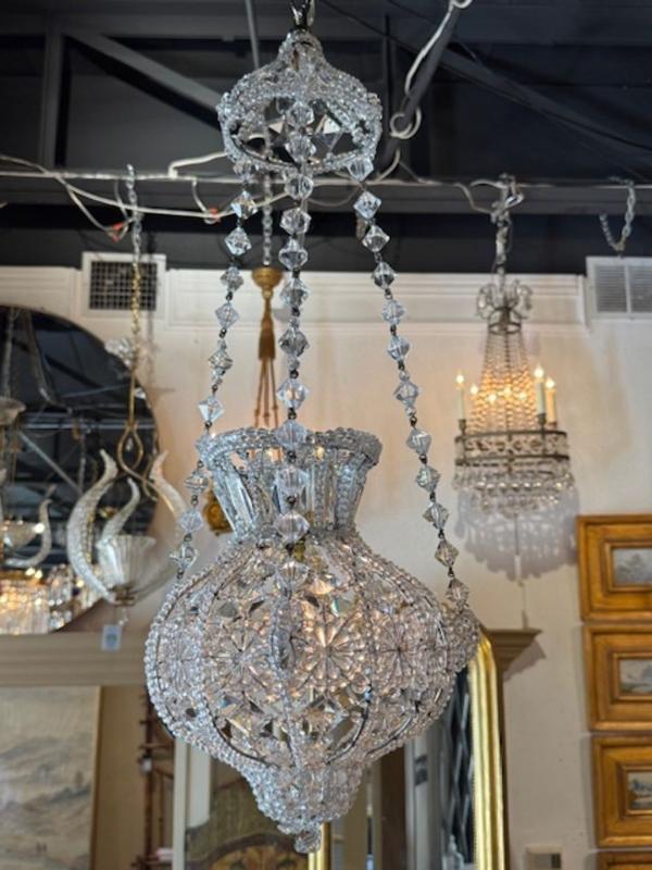 Vintage Italian Beaded Crystal Pendant Chandeliers - Image 5