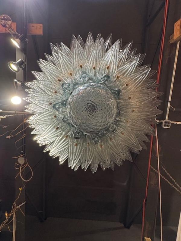 Fontana Green Palm Leaf Murano Glass Chandelier - Image 5