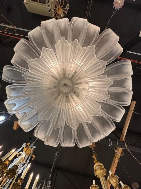 Modern Sunflower Frosted Murano Glass Flush Mount Chandelier - Image 5