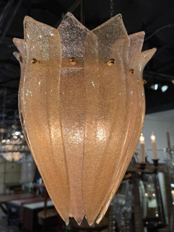 Pair of Pink and Gold "Granola" Murano Glass Pendant Lights - Image 5
